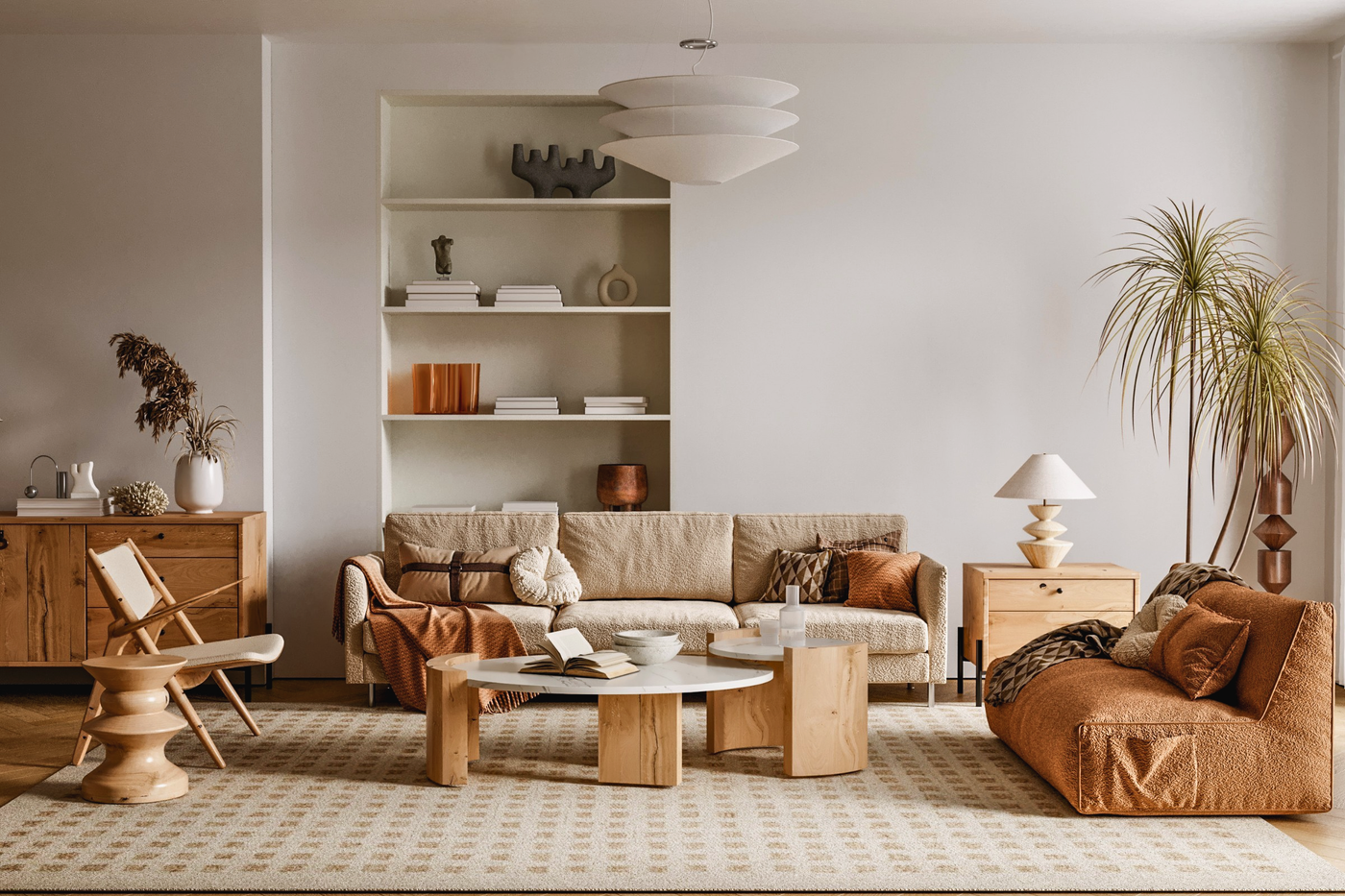 The same apartment furnished in the Bohemian style